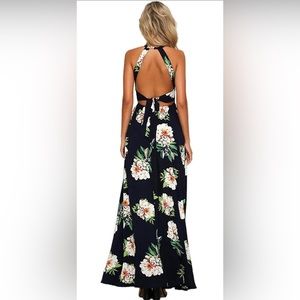 NWT!!! Size Large Floral Open Back Maxi Dress
